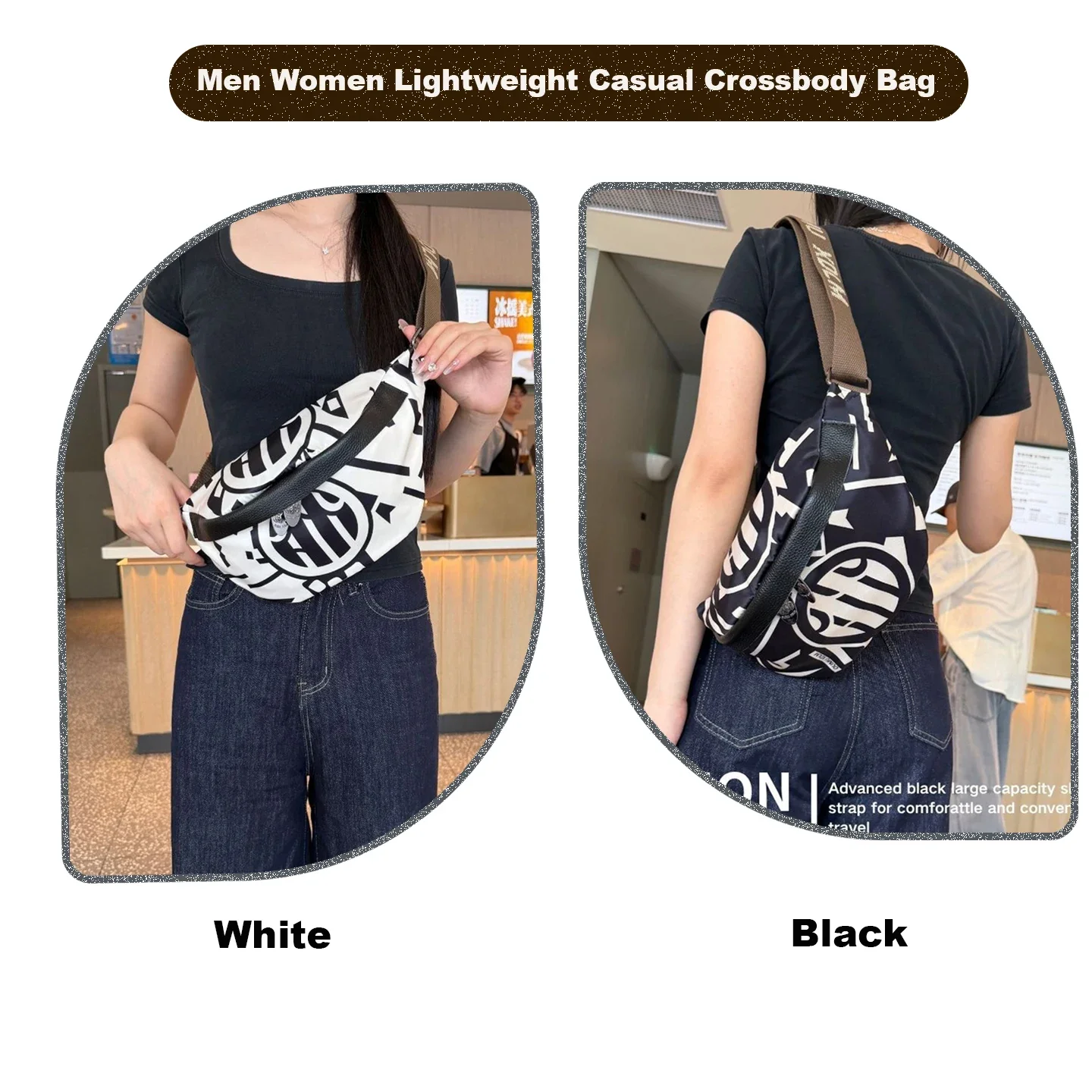 Unisex Lightweight Chest Sling Bag Casual Crossbody Shoulder Small Back Bag Convenient Pack Men Women Daily Outdoor Travel Use