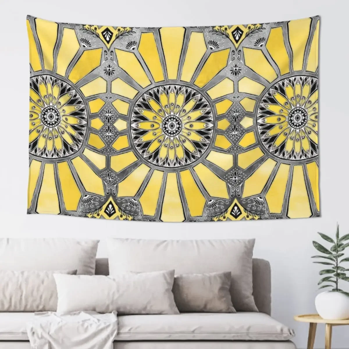 

Sunny Yellow Radiant Watercolor Pattern Tapestry Aesthetic Decoration Bedrooms Decor Tapestry