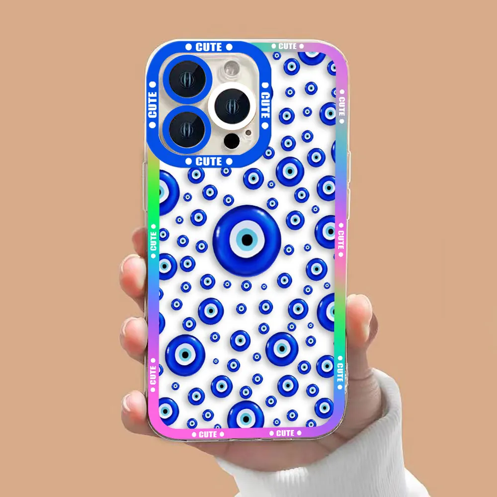 Divertente Lucky Blue Evil Eye Trasparente Cassa Del Telefono Per OPPO A98 A94 A92 A79 A78 A74 A60 A58 A57 A55 A53 A17 A16 A15 A9 A5 A3 A5X Caso
