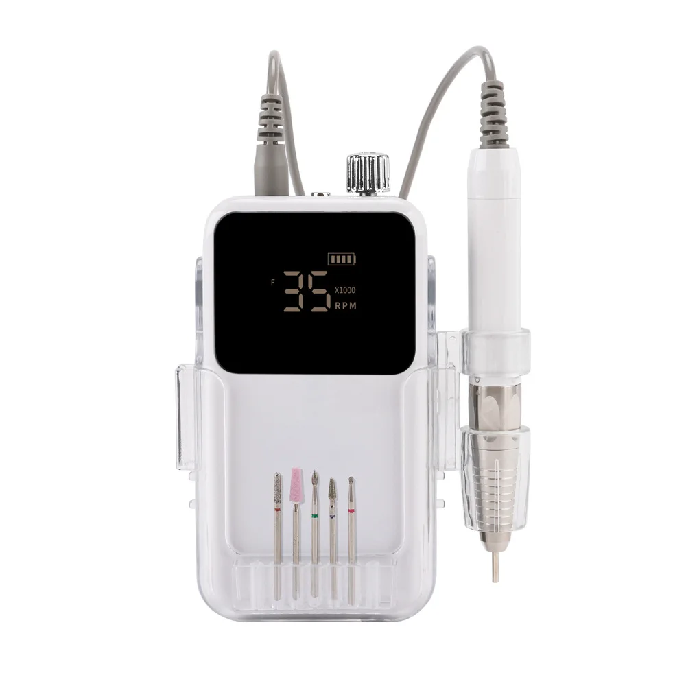 신제품 85W 충전식 휴대용 브러시리스 네일 파일 35000 RPM 무선 전문가용 브러시리스 매니큐어 드릴 머신