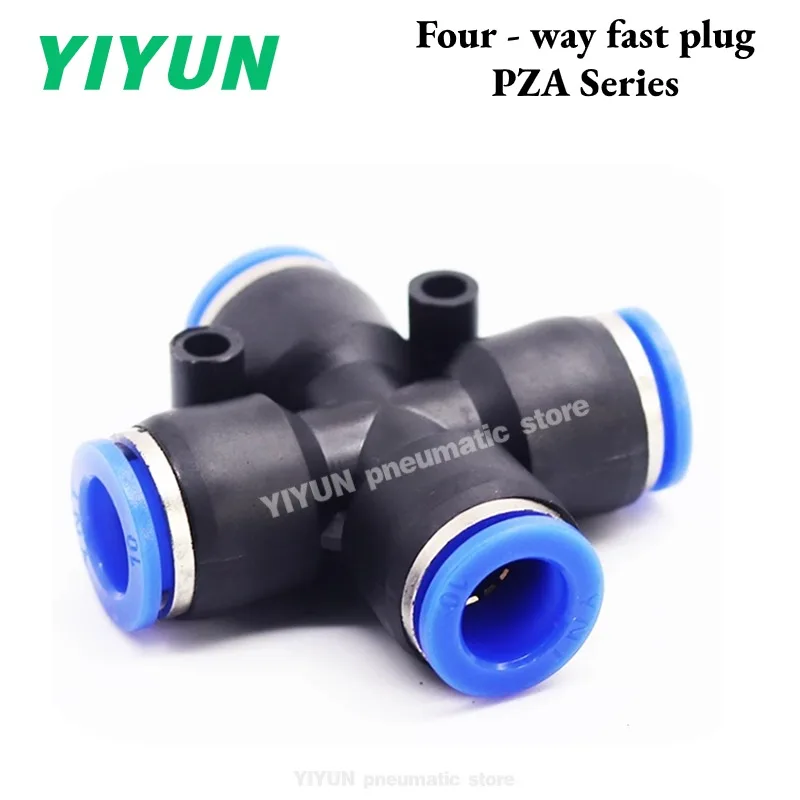 1PC connector PZA4 PZA6 PZA8 PZA10 PZA12 YIYUN Fittings Cross-shaped Four-way Tracheal Joint Connector PZA Series