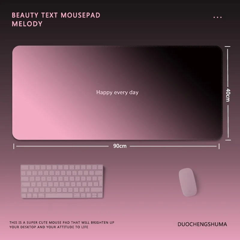 Podkładka pod mysz Gradient ultra-thick, duża czarno-różowa, minimalistyczny styl Morandi gamingowa biurowa podkładka pod klawiaturę na biurko
