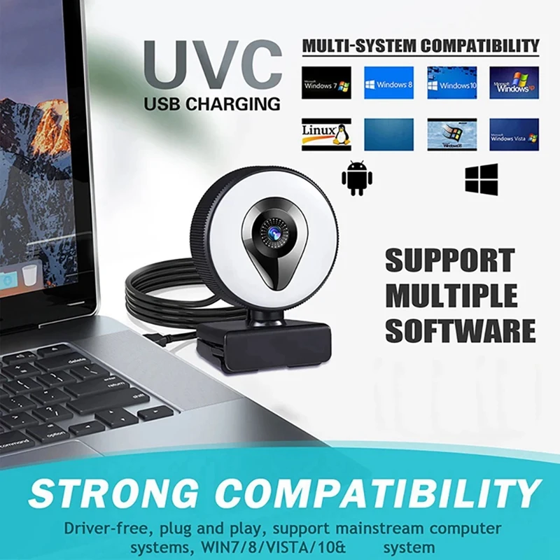 Live-Stream Webkamera Computerkamera Fülllicht Schönheit Autofokus 1080P Withmic Autofokus