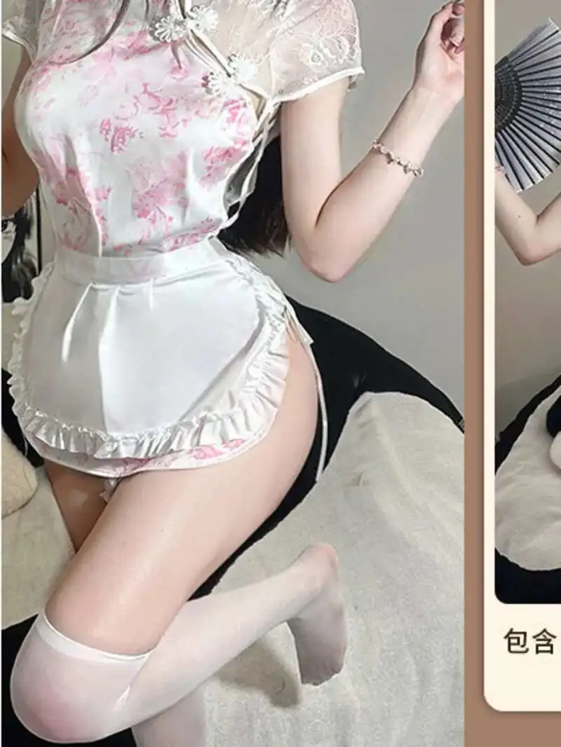 تأثيري مثير الملابس الداخلية الصينية الشيف الصغير الرغبة النقية لطيف موحدة إغراء خادمة فستان أنيق الحلو النساء بلايز TPB7