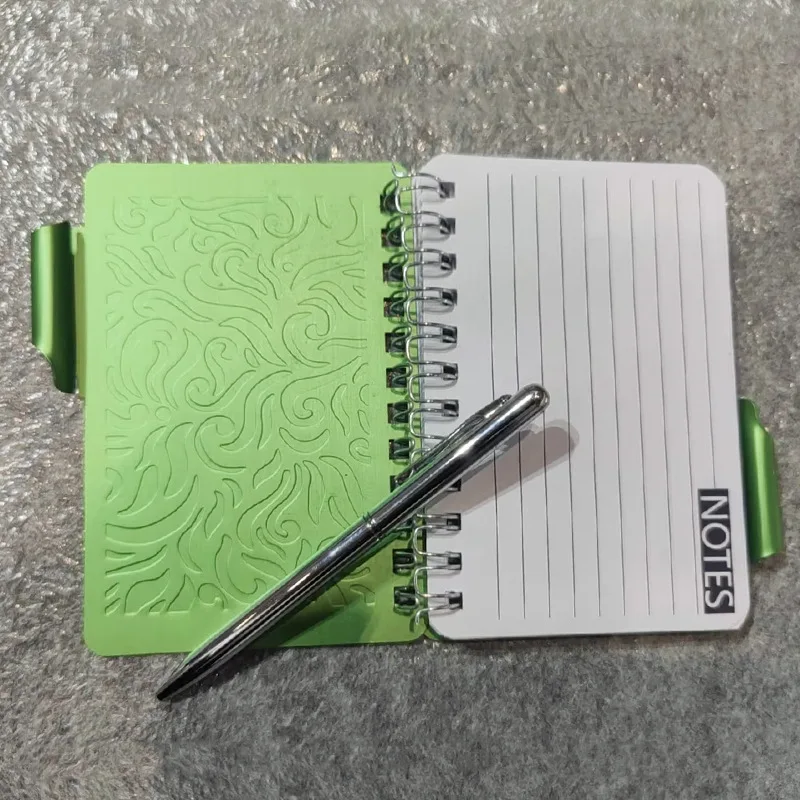 Stainless Steel Portable Notebook with Pen Metal Case Notebook Aluminum Coil Book Wholesale Mini Binder Loose-leaf Notebook