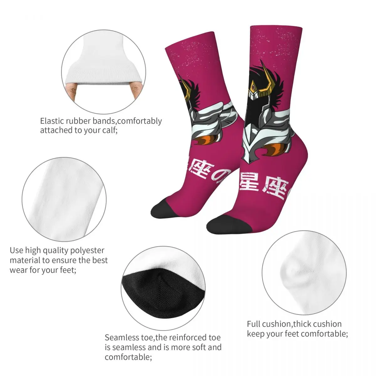 Hip Hop Vintage IKKI NO PHOENIX Crazy Men\'s Compression Socks Unisex Saint Seiya Seamless Printed Funny Novelty Happy Crew Sock