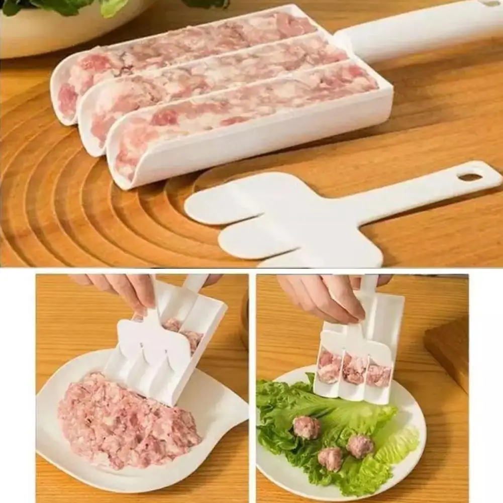 Kitchen Gadgets Cooking Sausage Maker Plastic Meatball Machine Set Fried Fish Mouth Meat Making Ball Mold Spoon