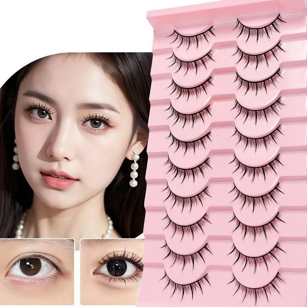 10 pairs of manga fake eyelashes, hard stems, double eyelids, manga grafting eyelashes