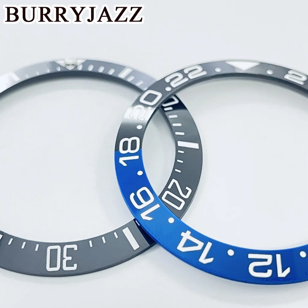 BURRYJAZZ 40mm SEA Keramik Lünette Schwarz Blau Grün Schräge Taucheruhr Einsatz Uhr Ersetzen Zifferblatt Uhr Lünette Einsätze Ring