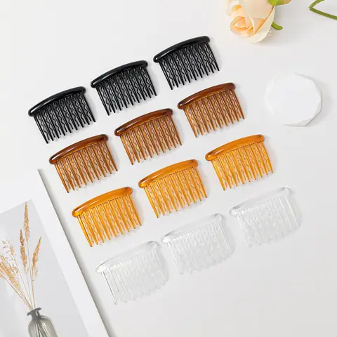 12 st vintage boutique lack fyrfärgad 17 tänder plast hårkam flickor huvudbonad fashionabla temperament kvinnor accessoarer 8 best sales vintage hårkam - №6