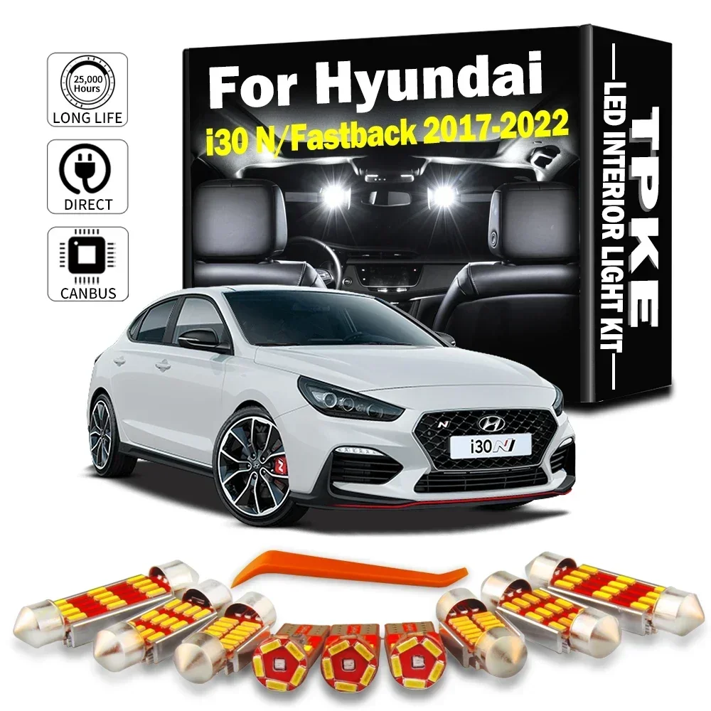 

13Pcs LED Interior Dome Map Plate Light Vanity Mirror Car Bulb Kit For Hyundai i30 N i30N Fastback 2017 2018 2019 2020 2021 2022