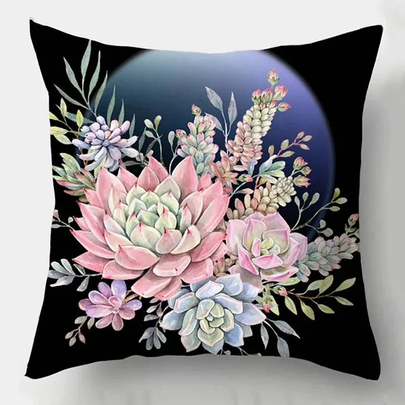 Elegant colorful bright floral decoration sofa cushion pillow case living room bedroom decoration cushion cover home decoration