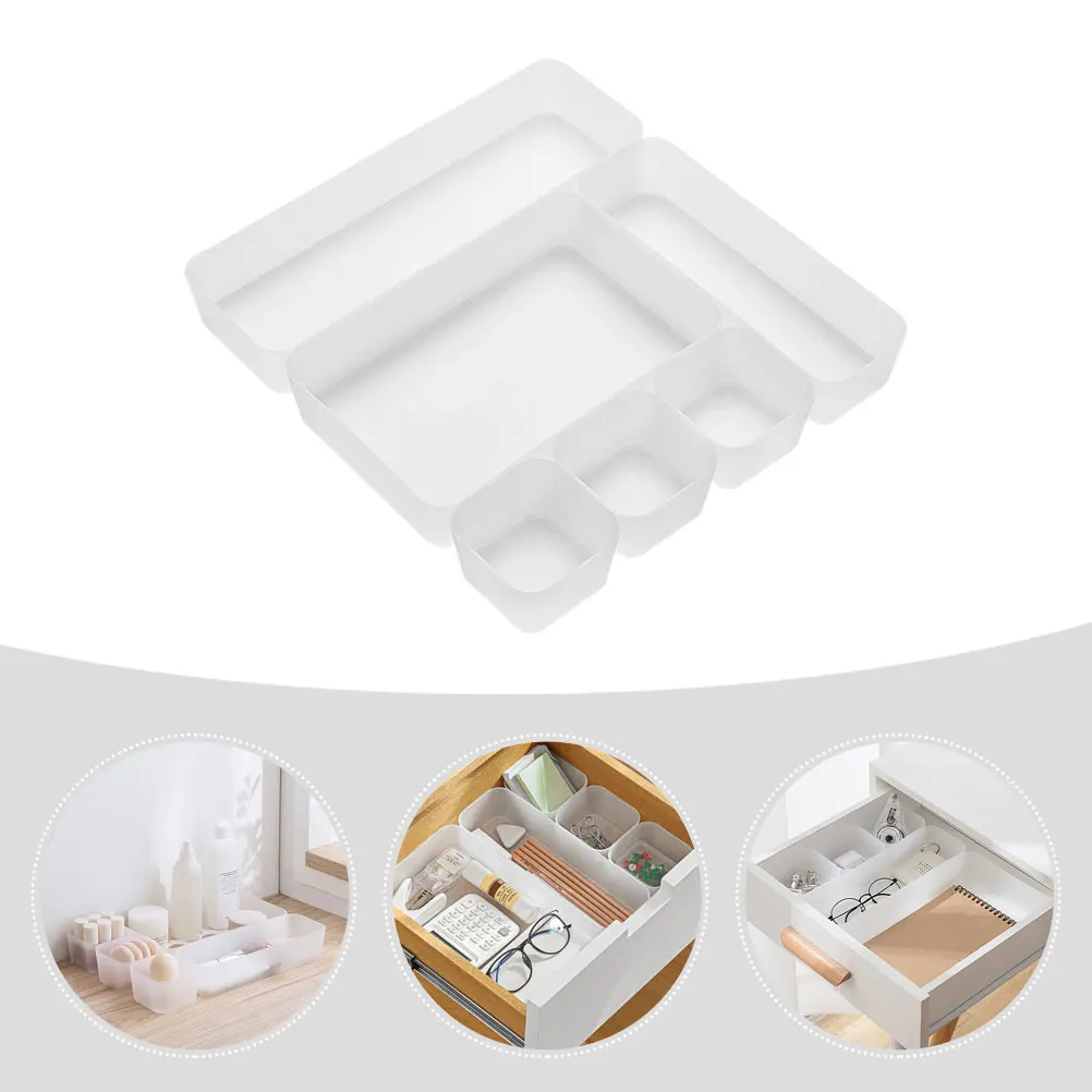 

6 Pcs Storage Drawer Box Set Boxes Classification Dressing Table White Home Separator