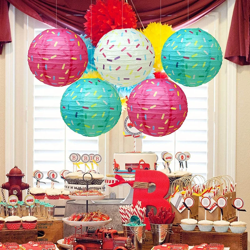 

Paper Ice Cream Ring Lantern Donut Party Ornaments 6-Pack 12"/30cm Perfect for Baby Shower Birthday Wedding Holiday