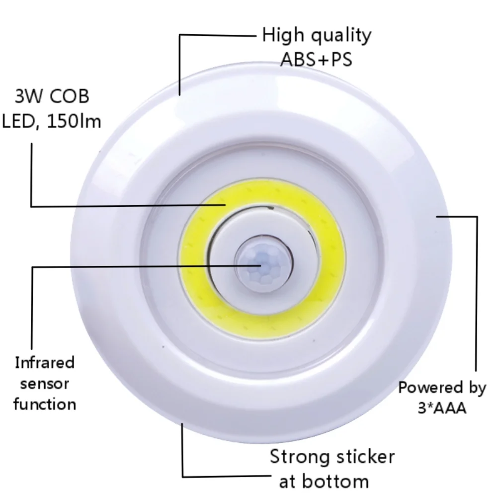 Controle remoto sem fio gabinete luzes LED, toque inovador Tap luz, cozinha, banheiro, corredor, COB Night Light, 3 pacotes