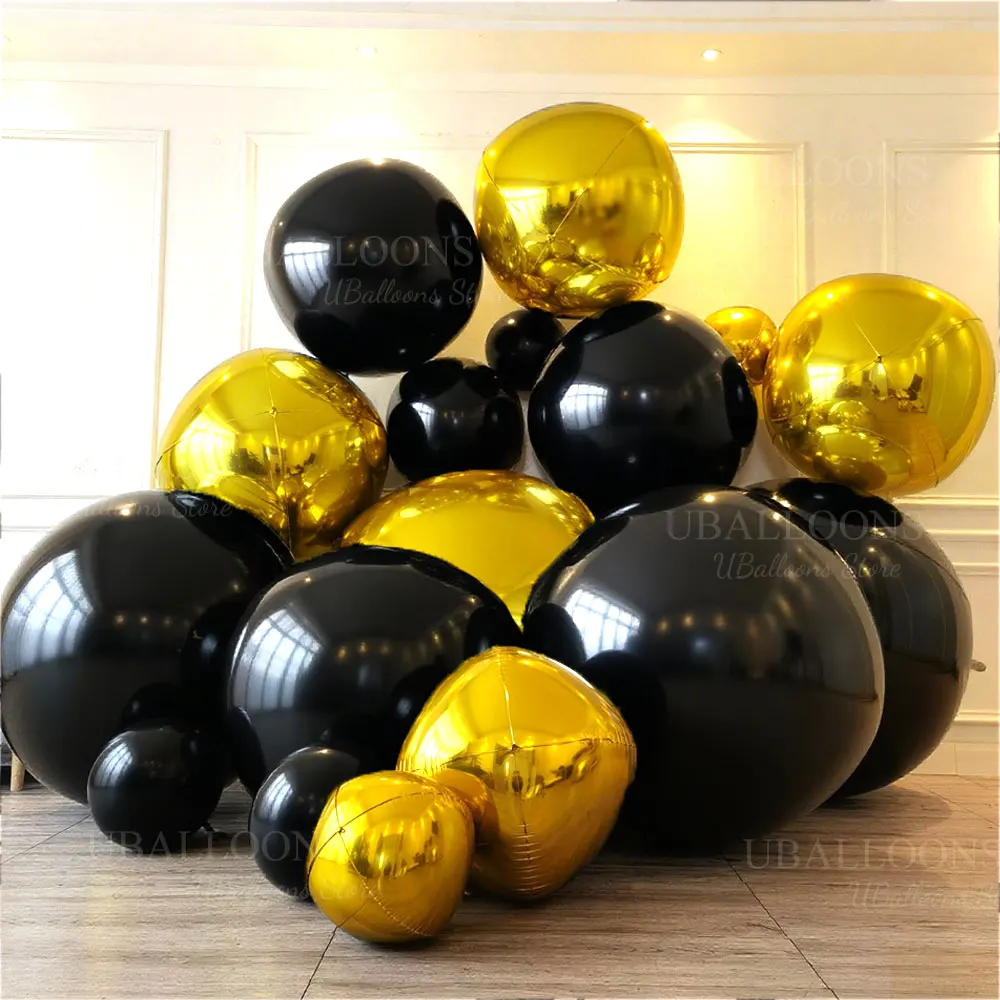 

Large 4D Black Foil Balloons 10 22 32 50 70 Inch Black 4D Round Balloons for Birthday Anniversary Wedding New Year Party Decor