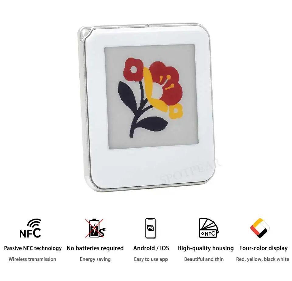 1,54 Zoll E-Paper Passives NFC Wireless Powered & Datenübertragung Rot/Schwarz/Weiß Dreifarbiges Display E-Ink-Bildschirm