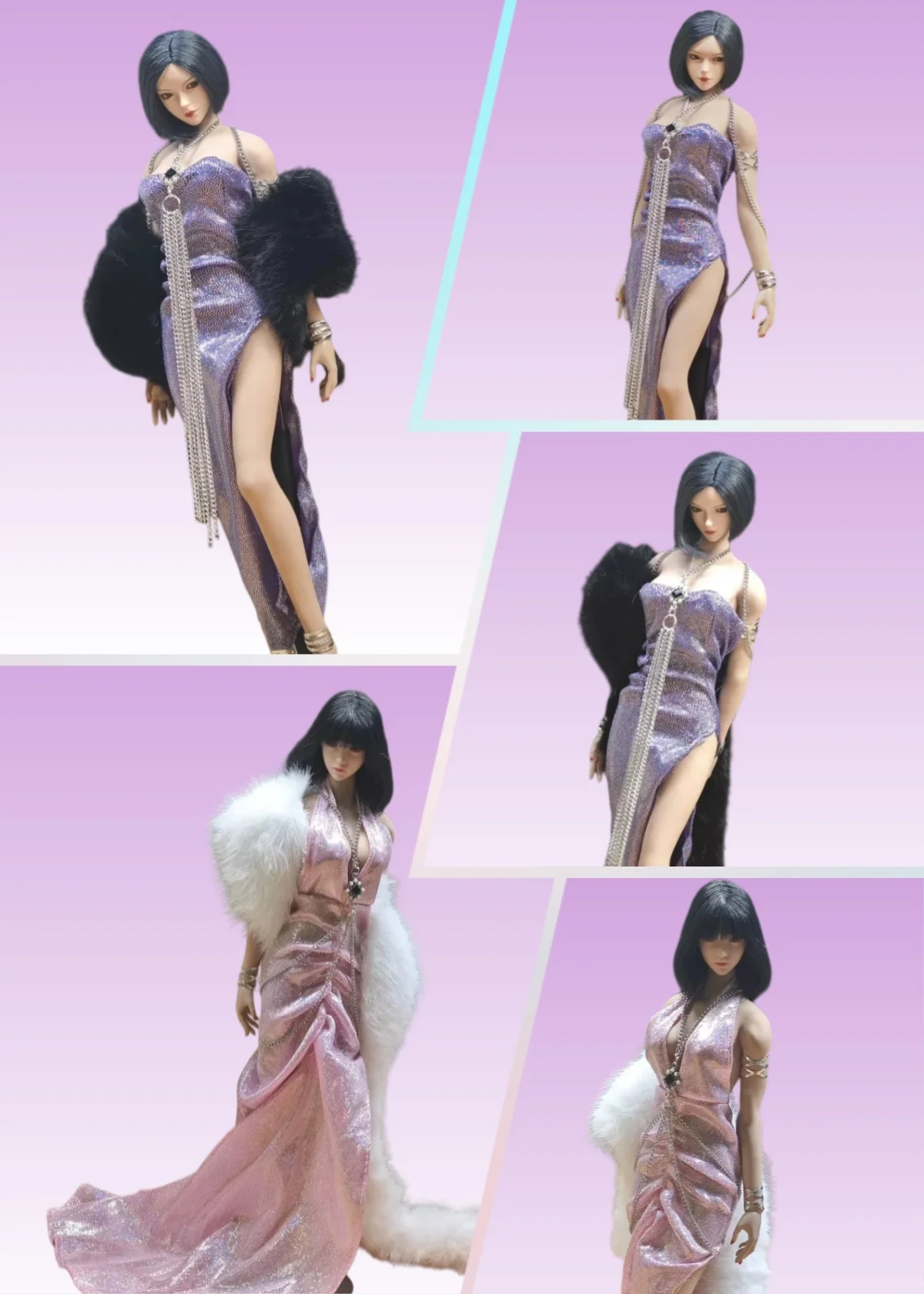 

1/6 Scale Female Soldier Clothing Accessories High Slit Camisole Extra-long Trailing Wide-flared Dresses For 12''Action Figure