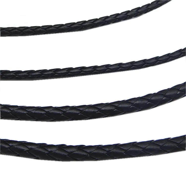 5meter Black Braided PU Leather Bracelet Findings 3/4/5/6mm Round Jewelry Cord String Rope DIY Necklace Bracelet Making