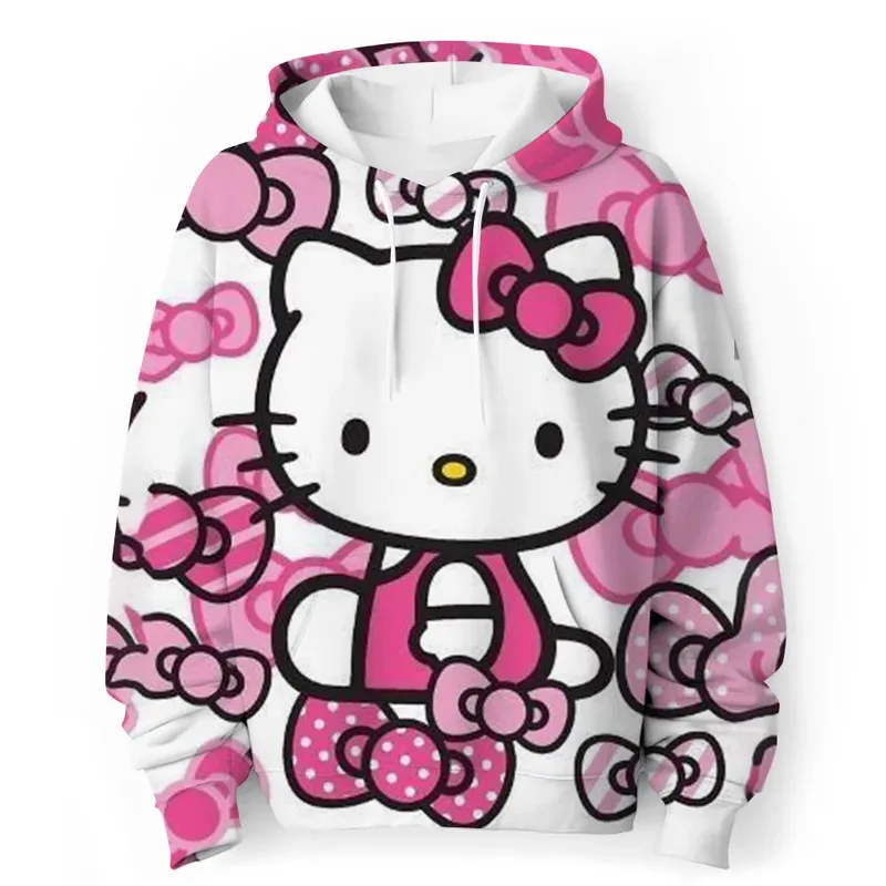 

MINISO Hellokitty Kuromi 3d Print Girls Hoodies Long Sleeve Hooded Sweatshirt Tops Lovely Pullover Girls Spring Autumn Clothing