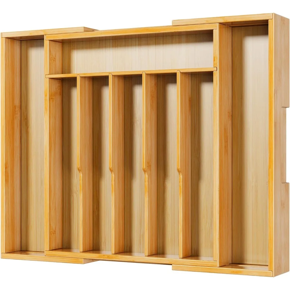 

Large Thickened Silverware Organizer - Expandable Bamboo Kitchen Drawer Organizer for Cooking Utensils and Cutlery, Sturdy Kitc