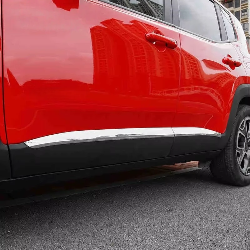 Sansour For Jeep Renegade 2015-2021 High Quality ABS Body Side Moldings Side Door Decoration Car Accessories Styling 4pcs