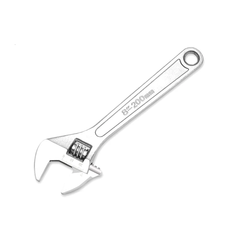 8Inch Adjustable Wrench Large Openin Long Handle Universal Spanner Carbon Steel Mechanical Workshop Hand Repair Tools