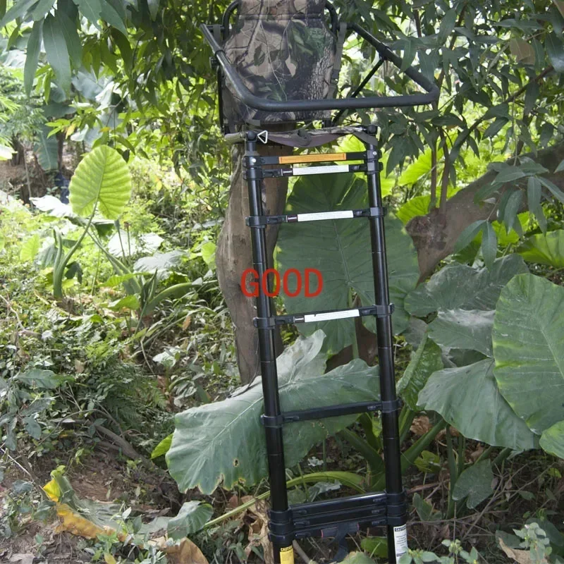 SC02 2.6M Telescopic Hunting Tree Stand Foldable Aluminum Ladder Seat Hunter Chair for Animal Observation