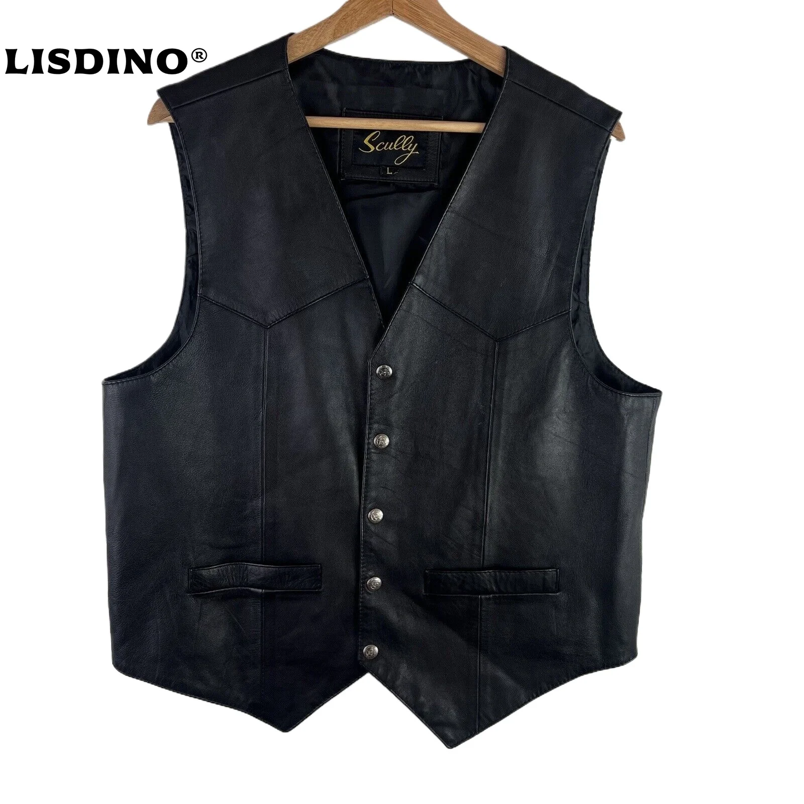 

1Men Vest Black Biker Motorcycle Hip Hop Waistcoat Male Faux Leather Punk Spring Sleeveless Leather Vest Plus Size Loose Casual