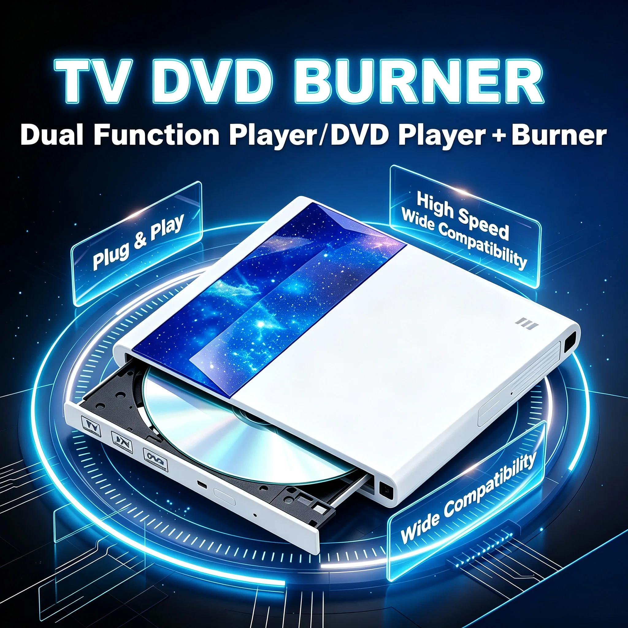 Universal 3.0 USB External Dvd Drive/Mobile Recorder for Tv and Computer, Compatible with Projectors, External Drive for Smart Tv, Universal Dvd Player for Computer and Tv Projectors