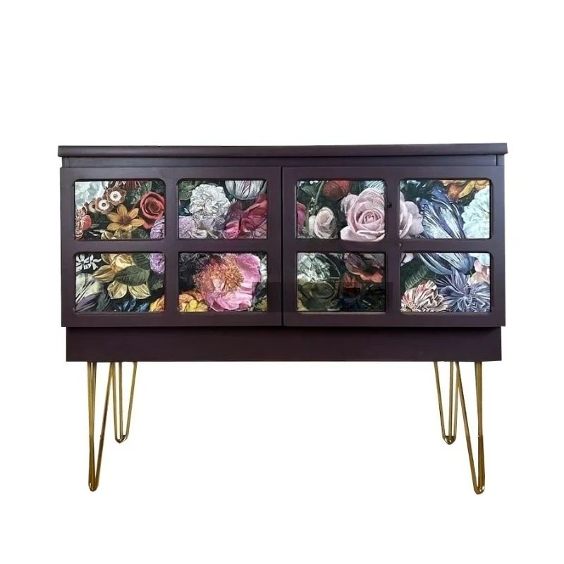 

French country art solid wood hand-painted porch cabinet creative high-end simple light luxury entrance hall two-door locker