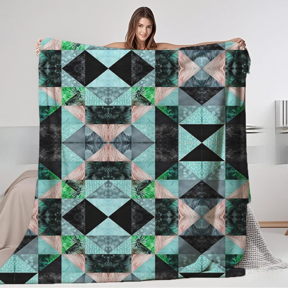 

Flannel Blanket Modern Chess Tropical Print Design Coverlet Plush Throw Durable Fade-resistant Blankets For Office Workers