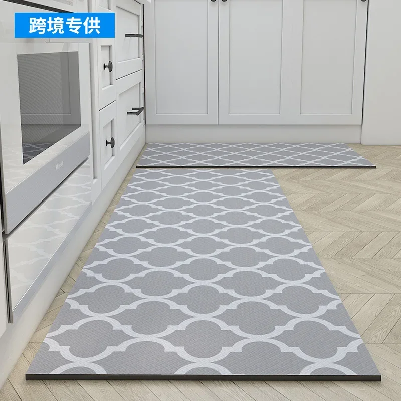 Kitchen Carpet Waterproof Oilproof PU Leather thick 6mm Kitchen Mat Non Slip Floor Mat for Living Room Bedroom Doormat