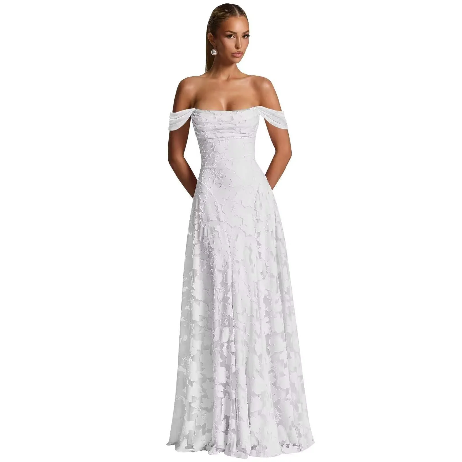 الدانتيل فساتين لحضور الحفلات الموسيقية للنساء قبالة الكتف ألف خط طويل فستان الزفاف الرسمي وصيفة الشرف vestidos de fiesta elegantes مخصص #6