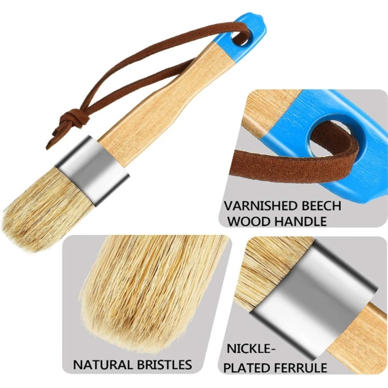 塗装、ワックスがけ、DIY、室内装飾用の丸型&フラット&尖ったペイントブラシ3本。