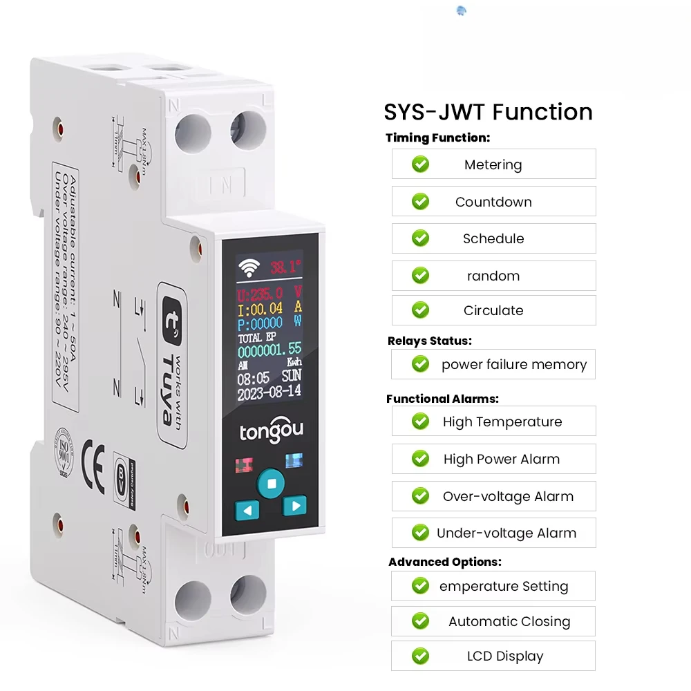 

SY Series Intelligent Micro Circuit Breaker Google Assistant Control MCB Type 220V 50A 63A