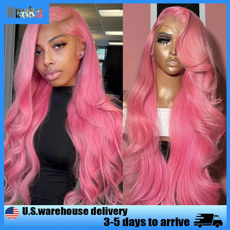 

Nneka 200% Density Body Wave Lace Front Wig 13x6 Loose Body Wave 13x4 Lace Front Wig Human Hair Pink Human Hair Wig Colored