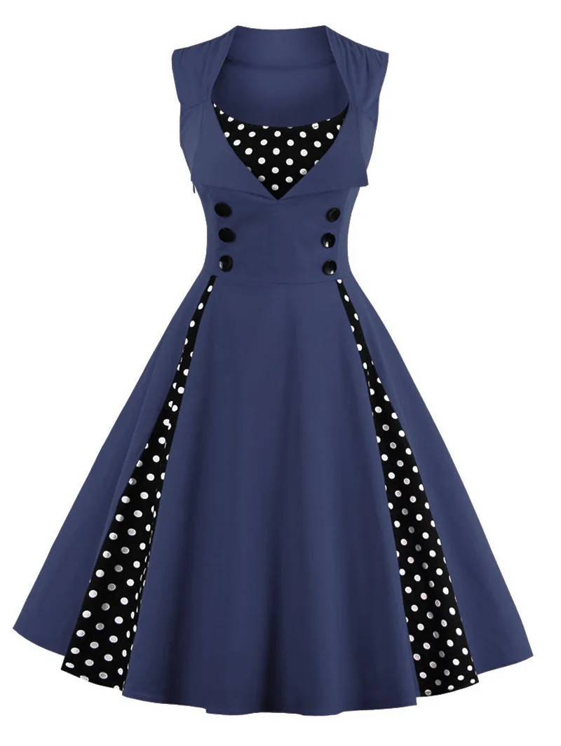 S-5XL Women Robe Retro Vintage Dress 50s 60s Rockabilly Dot Swing Pin Up Summer Party Dresses Elegant Tunic Vestidos Casual y2k