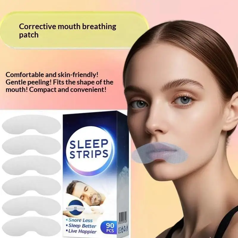 (BF06)90Pcs Disposable Gentle Mouth Tape Anti Snoring Sleep Strips For Better Nose Breathing Reduce Mouth Dryness Sore Throat