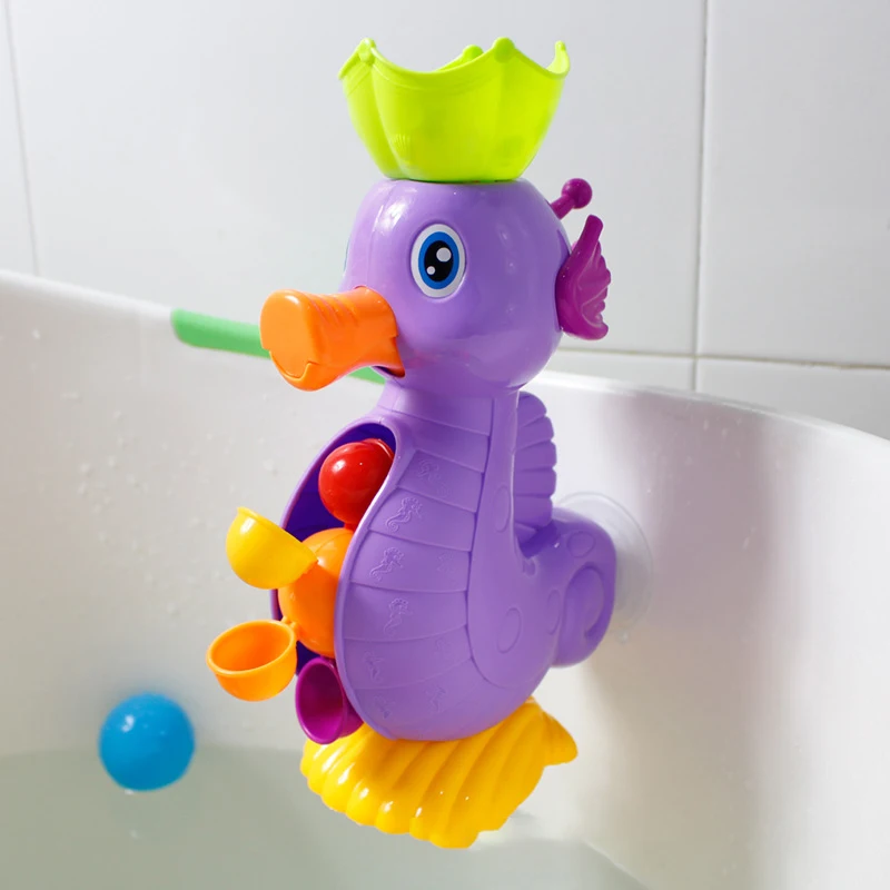 2023 Cute yellow Duck water wheel Monkey toy baby faucet bath water fountain Tool play with water toy seahorse water wheel