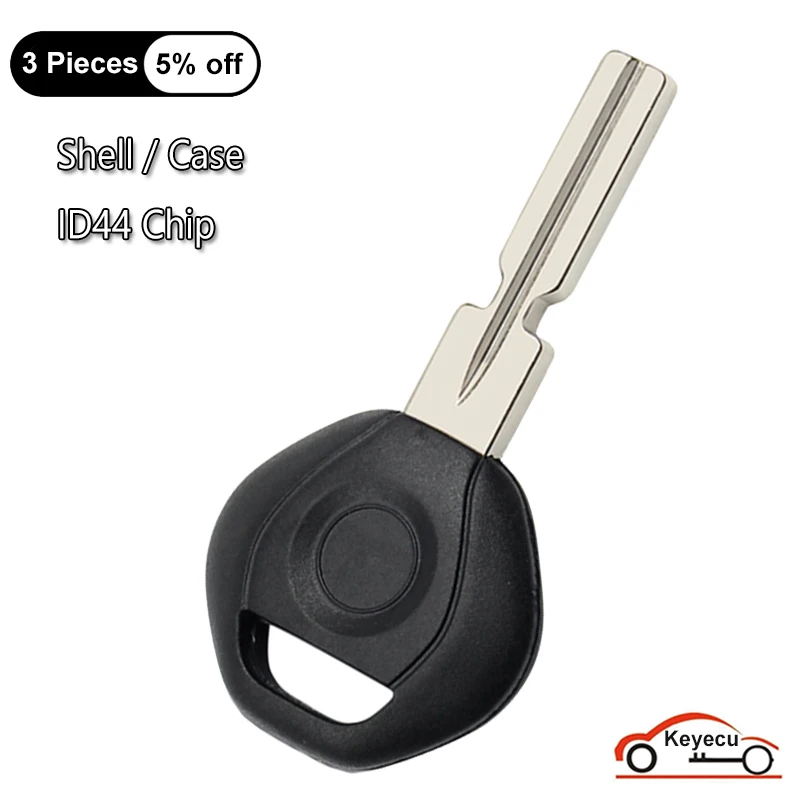 KEYECU Case for BMW 3 5 6 Series X3 X5 Z4 Z8 E36 E34 E38 E39 Uncut Transponder Ignition Chip Key With HU58 Blade Fob ID44 Chip