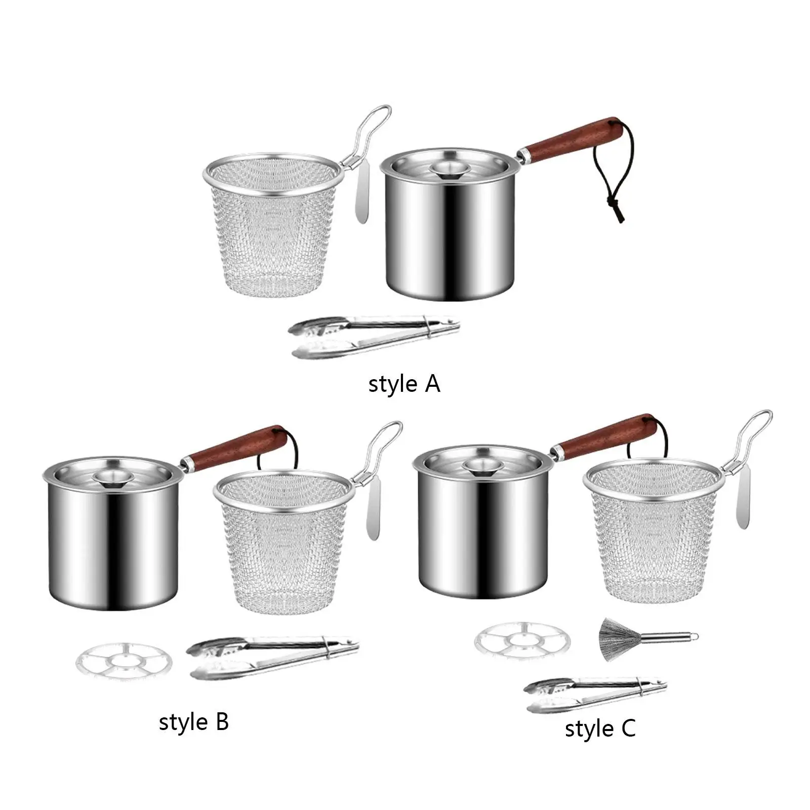 Frying Pot with Lids Fryer Pot with Strainer Basket Detachable Japanese Tempura