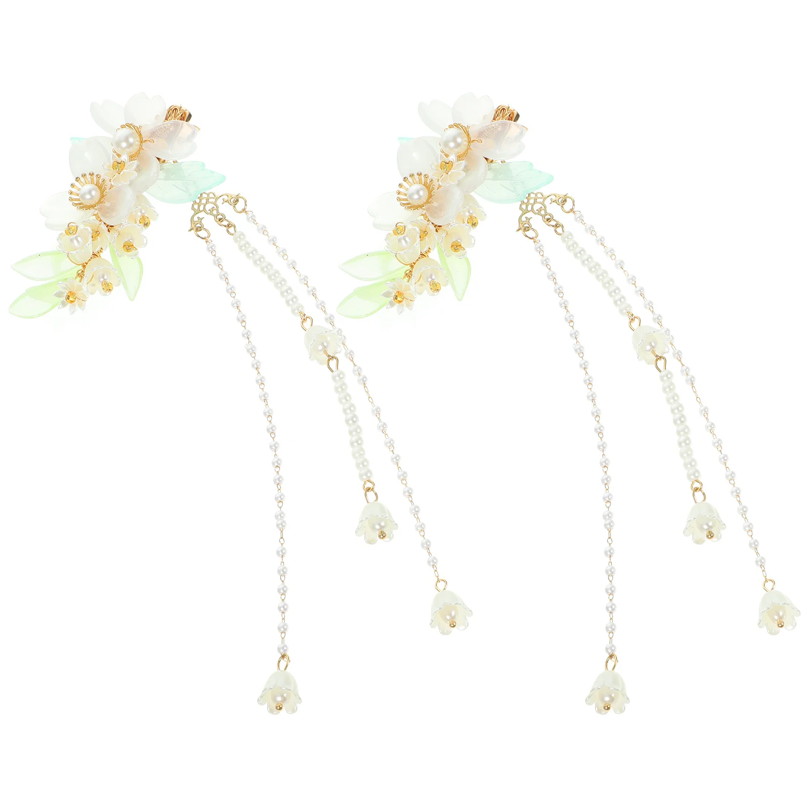 

2 Pcs Hair Accessories Flower Tassel Hairpin Chinese Style Clip Decorative