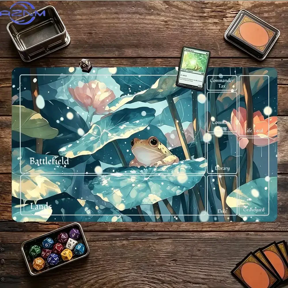 Cute Winter Lotus Pond Frog Gaming Mouse Pad Playmat TCG Office Desk Mat for Work Game PC Laptop Carpet MousePad