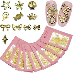 200PCS A Variety Of Gold Silver 3D Metal Nail Art Charms Accessories For Nails Decoration Supplies Material Manicure Decor Tools