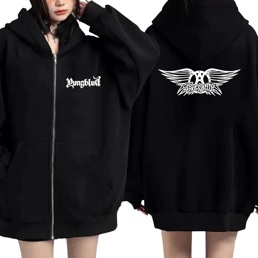 

Popular YUNGBLUD One More Time Zipper Hoodies Fleece Winter Long Sleeve Coat Sweatshirts Loose Autumn Winter Men Women Jackets