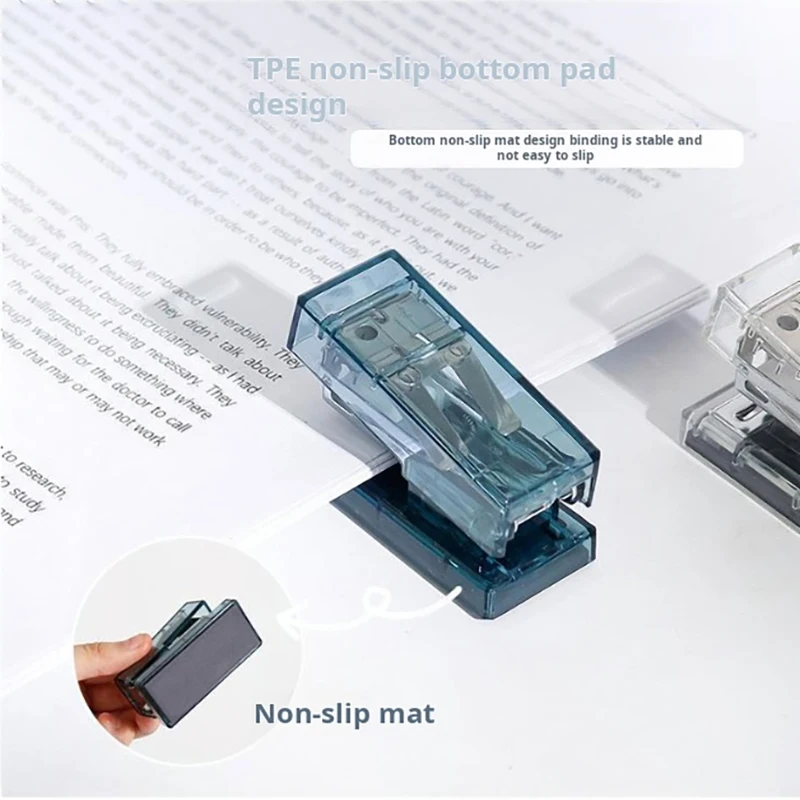 Stapler Mini Meja (tanpa Staples), Stapler Kecil untuk Bepergian Guru Desktop Kelas