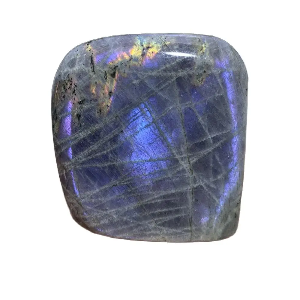 Natural Crystal Blue and violet Moonstone Raw Gemstone Ornament Polished Quartz Labradorite Decorating Stone Healing Gift Stone