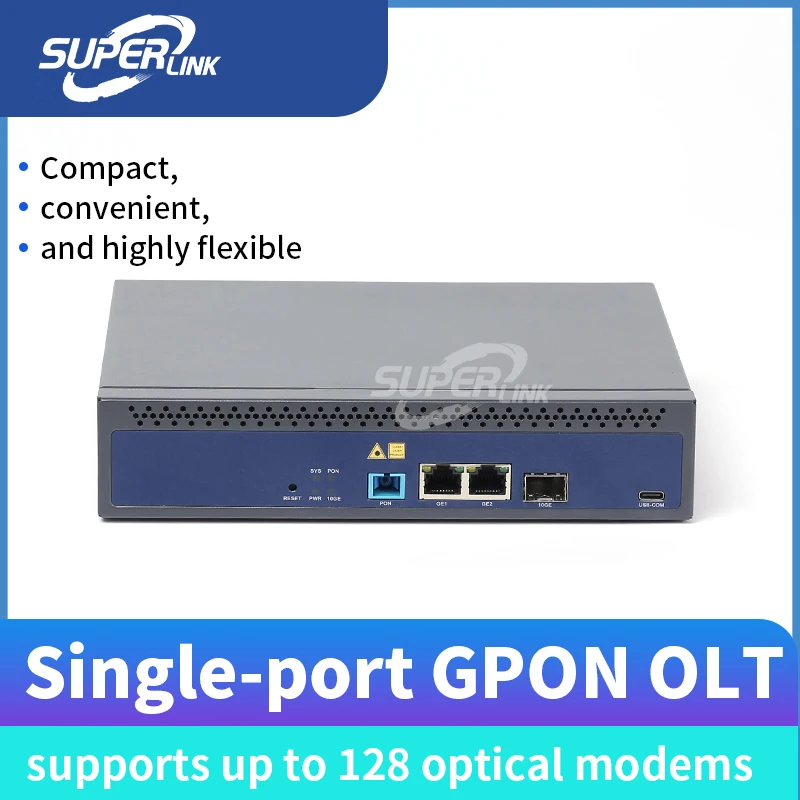GPON OLT Single Port - Plug & Play, 128 ONU Support, Web Managed, 10G Uplink, Compact Design