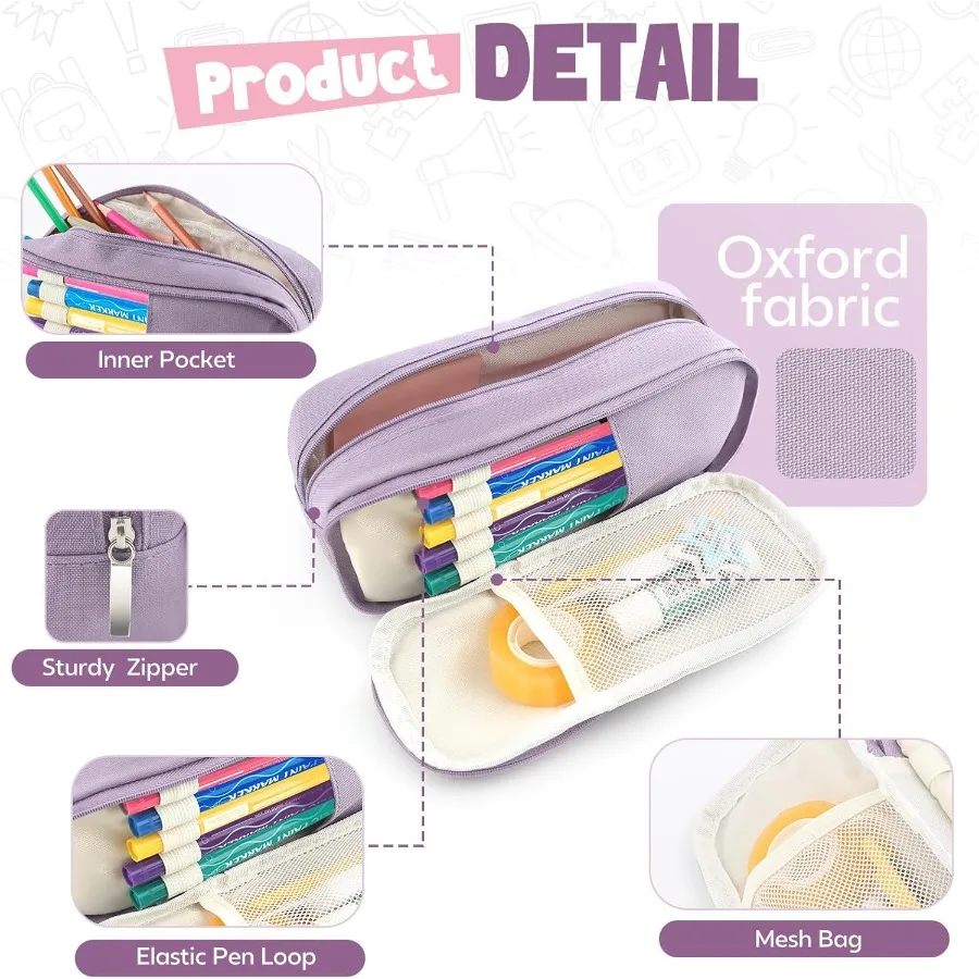 مقلمة ذات سعة كبيرة مع مقصورات متعددة للاستخدام المدرسي والمكتبي: منظم قرطاسية مثالي لمكتب السفر و #5